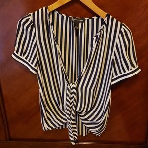 Empire Top Short Sleeved Navy & White Top